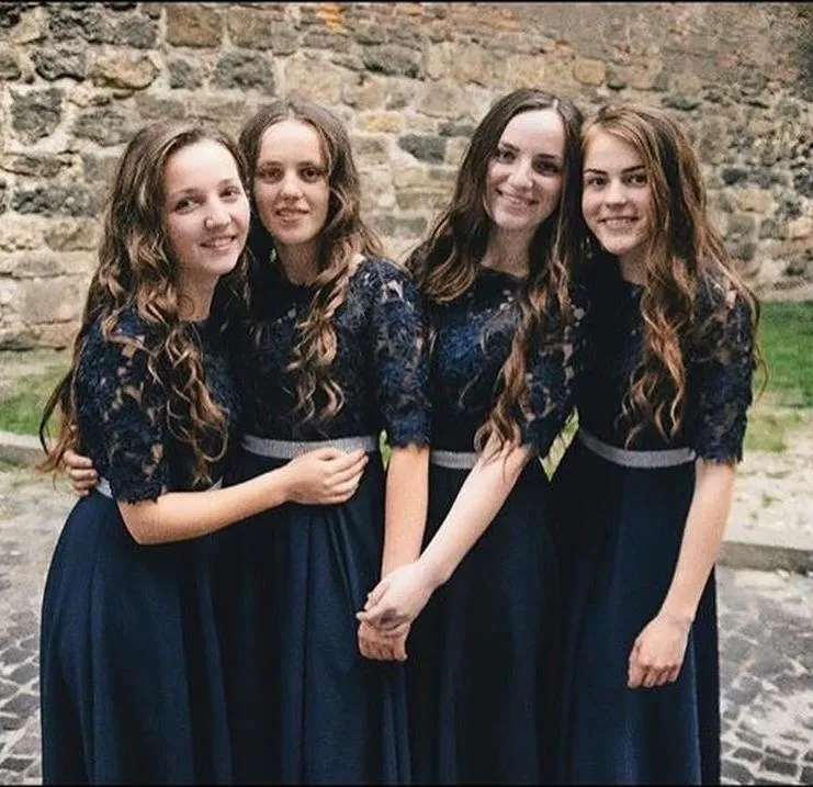 A line Dark Blue Half Sleeve Scoop Bridesmaid Dresses Chiffon Lace Prom Dresses WK543