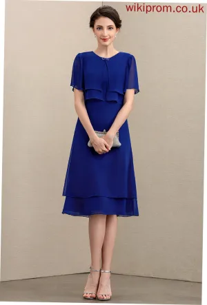 A-Line Scoop Rosie With Chiffon Mother Dress the Mother of the Bride Dresses Bride Ruffles Cascading Knee-Length Neck of