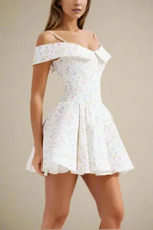 Allanah Bodycon Day Mini Dress - White Pearl