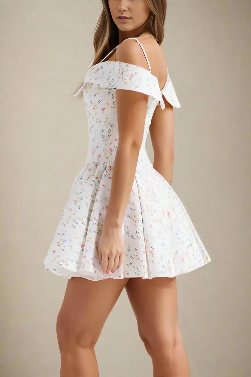 Allanah Bodycon Day Mini Dress - White Pearl