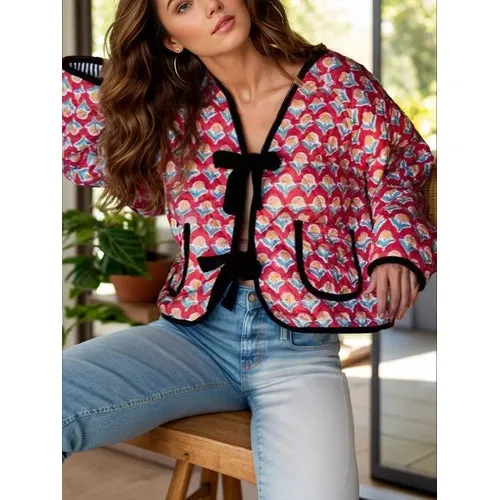 'Amara' Cropped Printed Puffer Jacket