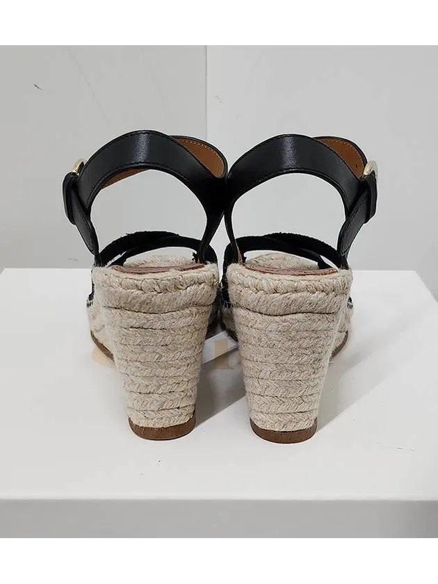 Ankle Strap Wedge Heels Black