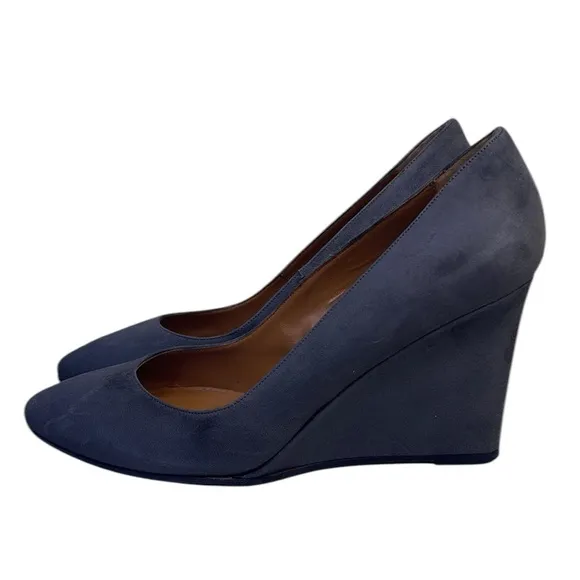 Aquatalia  Navy Textured Wedge Heels size 7.5 Made in Italy