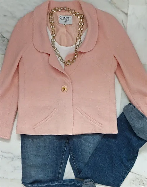Authentic Chanel Vintage Pink Classic Boucle Jacket