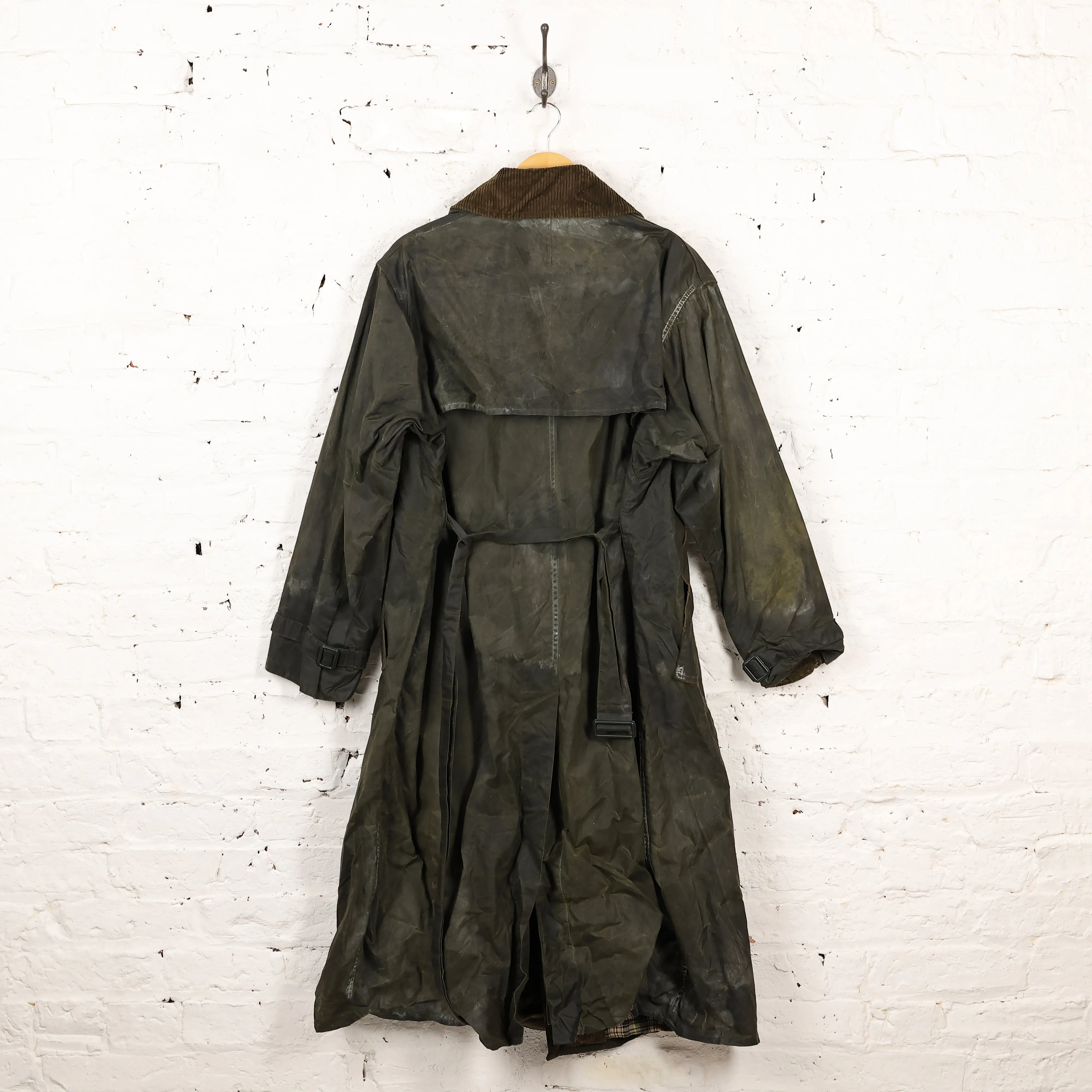Barbour Wax Double Breasted Trench Coat Jacket - Green - L