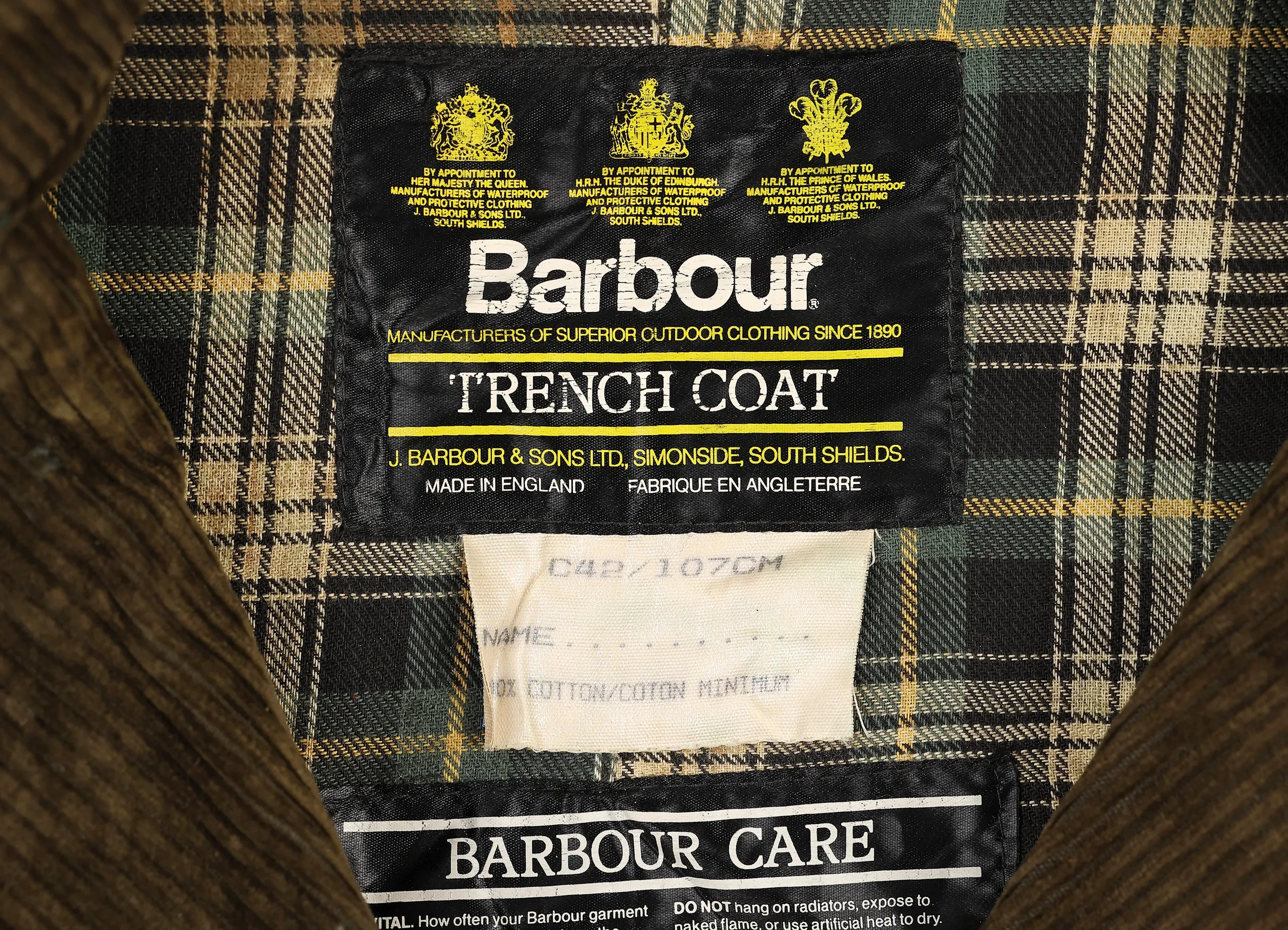 Barbour Wax Double Breasted Trench Coat Jacket - Green - L
