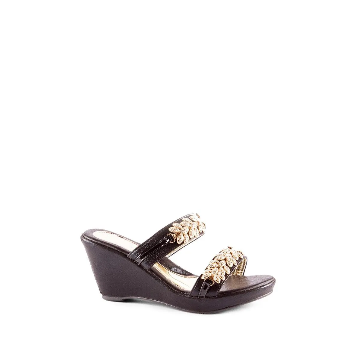 BELLA DIAMANTE FLOWER DETAIL WEDGE