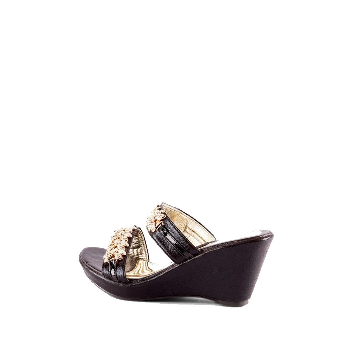 BELLA DIAMANTE FLOWER DETAIL WEDGE