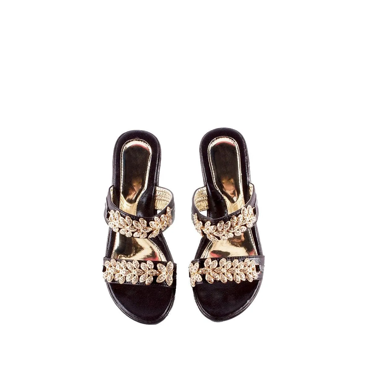 BELLA DIAMANTE FLOWER DETAIL WEDGE