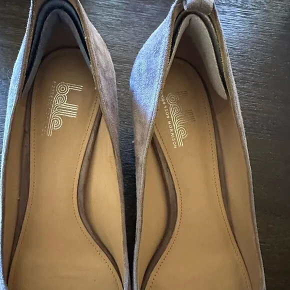 Belle by Sigerson Morrison Taupe color Print Wedge Heels Size 7 BM Waverly
