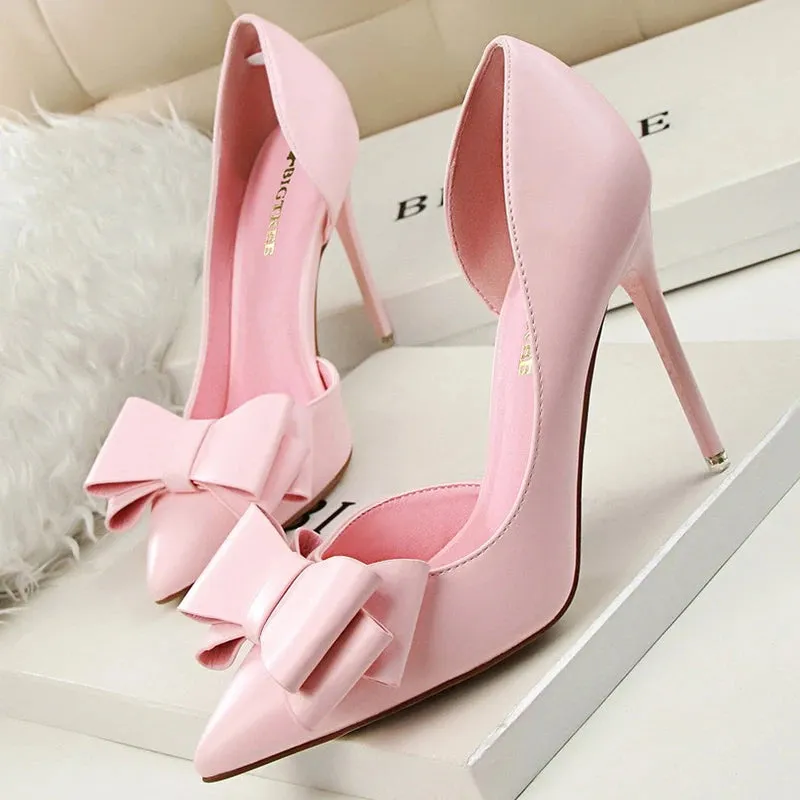 BIGTREE Shoes Bow-knot Woman Pumps Stiletto 10.5 Cm Women Basic Pump Pointed Toe Classic Pumps Sexy High Heels Women Shoes 2024