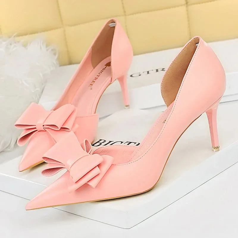BIGTREE Shoes Bow-knot Woman Pumps Stiletto 10.5 Cm Women Basic Pump Pointed Toe Classic Pumps Sexy High Heels Women Shoes 2024