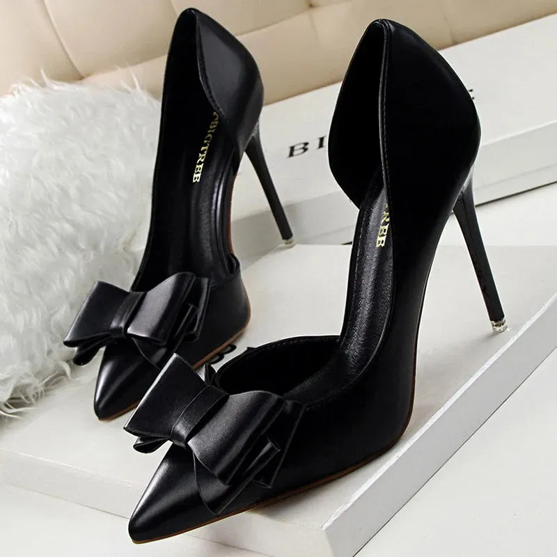 BIGTREE Shoes Bow-knot Woman Pumps Stiletto 10.5 Cm Women Basic Pump Pointed Toe Classic Pumps Sexy High Heels Women Shoes 2024