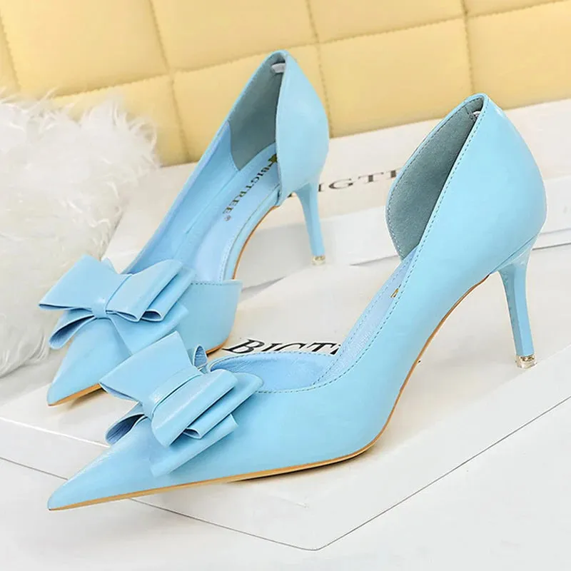 BIGTREE Shoes Bow-knot Woman Pumps Stiletto 10.5 Cm Women Basic Pump Pointed Toe Classic Pumps Sexy High Heels Women Shoes 2024