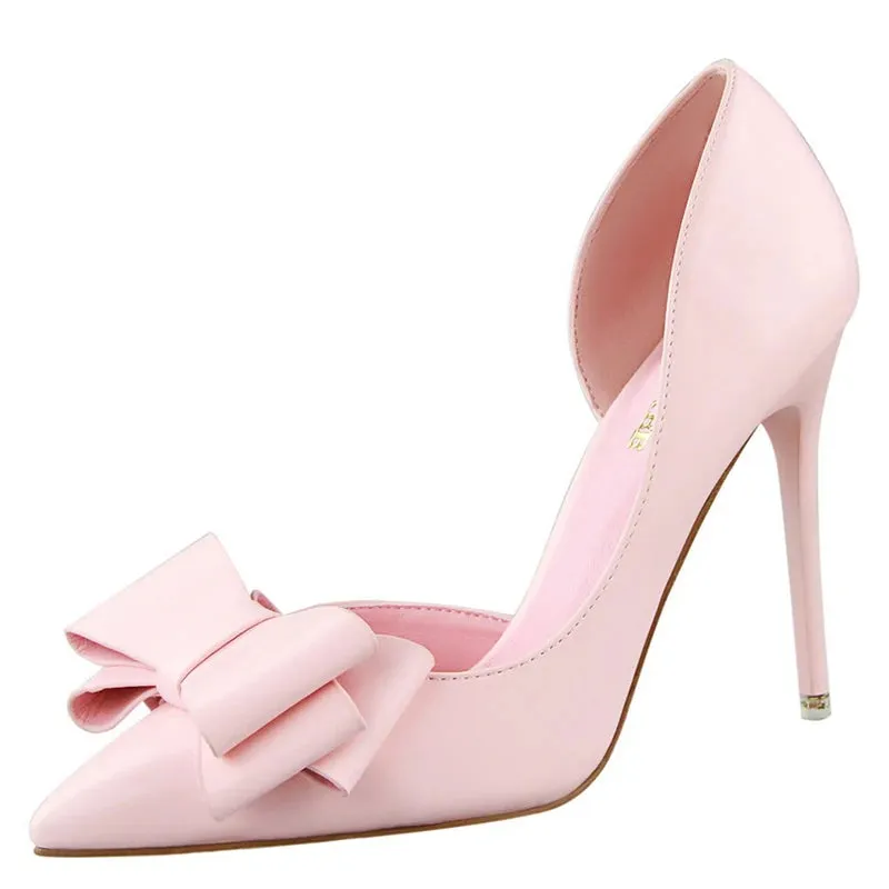 BIGTREE Shoes Bow-knot Woman Pumps Stiletto 10.5 Cm Women Basic Pump Pointed Toe Classic Pumps Sexy High Heels Women Shoes 2024