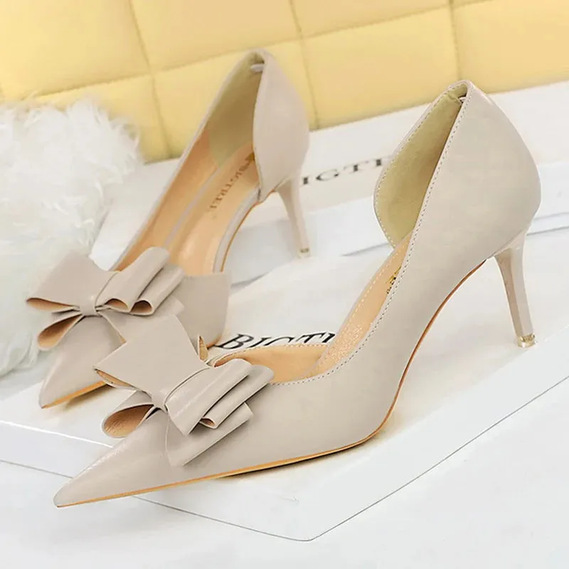 BIGTREE Shoes Bow-knot Woman Pumps Stiletto 10.5 Cm Women Basic Pump Pointed Toe Classic Pumps Sexy High Heels Women Shoes 2024