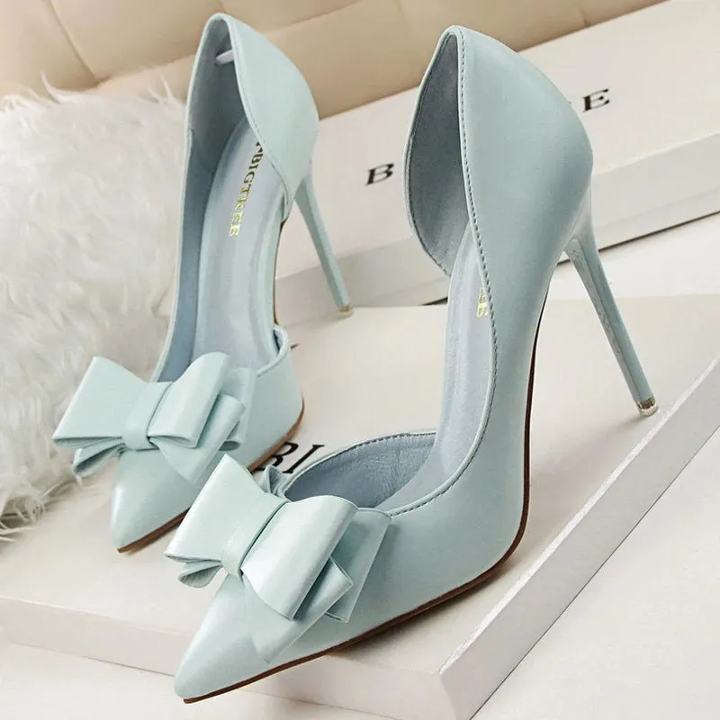 BIGTREE Shoes Bow-knot Woman Pumps Stiletto 10.5 Cm Women Basic Pump Pointed Toe Classic Pumps Sexy High Heels Women Shoes 2024