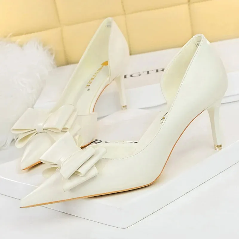 BIGTREE Shoes Bow-knot Woman Pumps Stiletto 10.5 Cm Women Basic Pump Pointed Toe Classic Pumps Sexy High Heels Women Shoes 2024