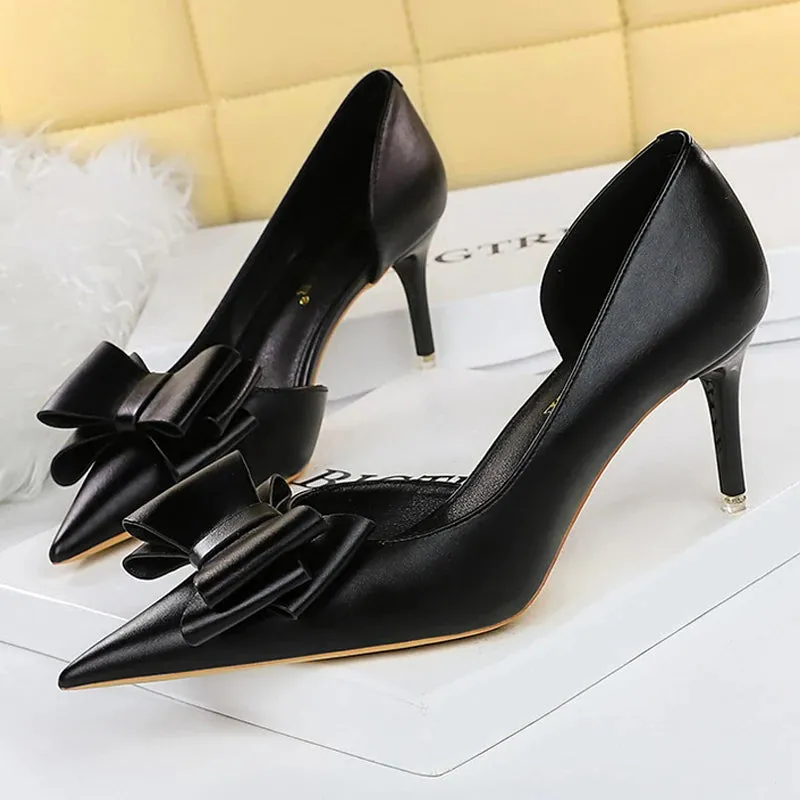 BIGTREE Shoes Bow-knot Woman Pumps Stiletto 10.5 Cm Women Basic Pump Pointed Toe Classic Pumps Sexy High Heels Women Shoes 2024