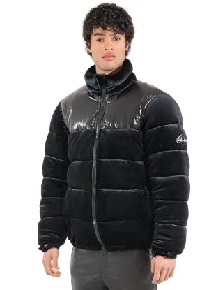 Black Adams Velvet Puffer Jacket