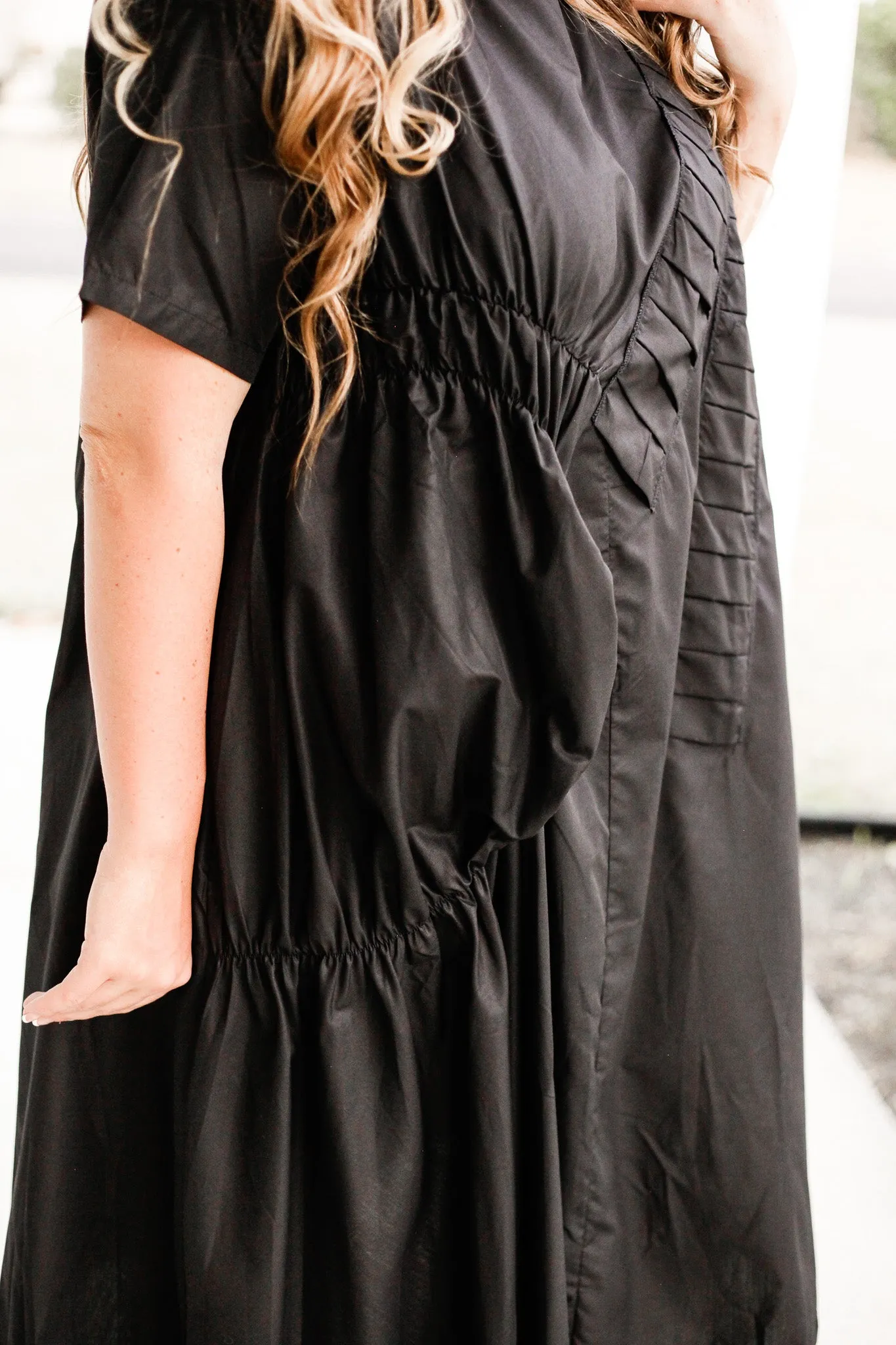 Black Dress Pleats And Gathers