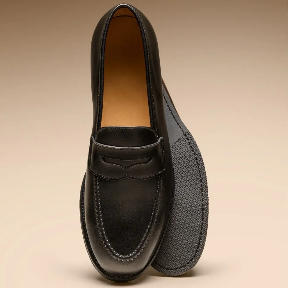 Black Leather Penny Loafers