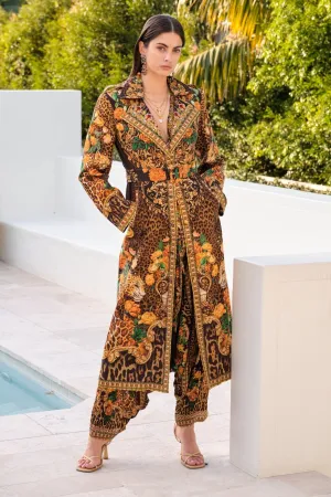 BLACK LEOPARDESS TRENCH COAT