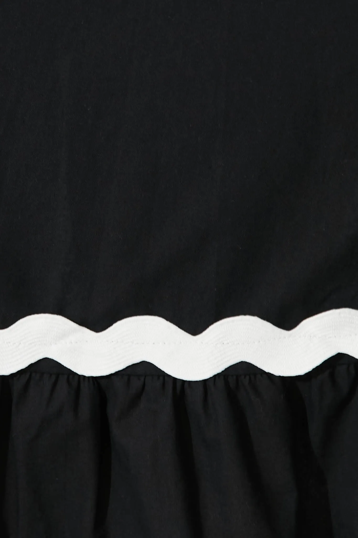 Black Midi Sundress with White Ric Rac Trim - Cotton