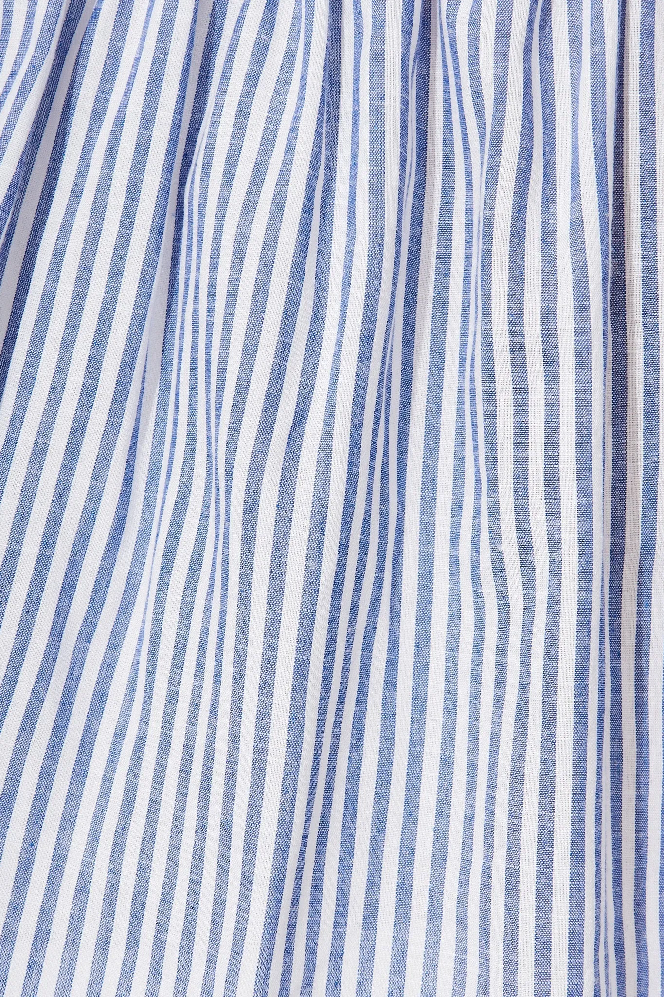 Blue & White Striped Cotton Midi Shirt Dress