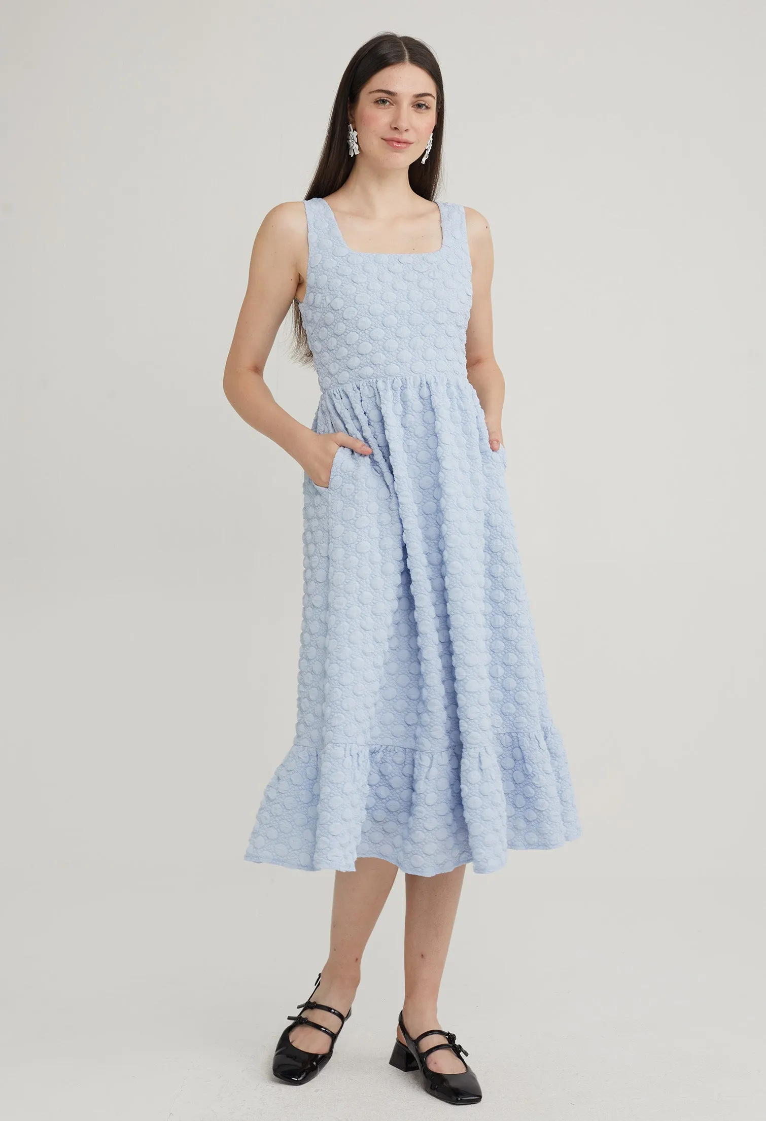 Bobble Drop Waist Midi Dress