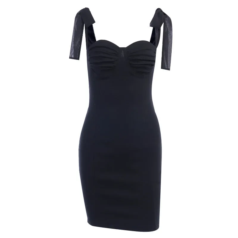 Bowknot Lace-up Strappy Sleeveless Party Bodycon Mini Dresses