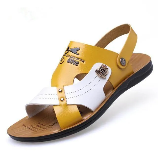 Breathable Leather Beach Slippers - Mens Summer Fashion Footwear