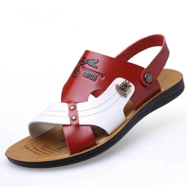 Breathable Leather Beach Slippers - Mens Summer Fashion Footwear