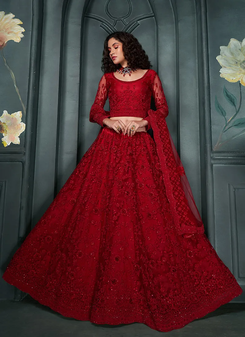 Bridal Red Embroidered Lehenga Choli