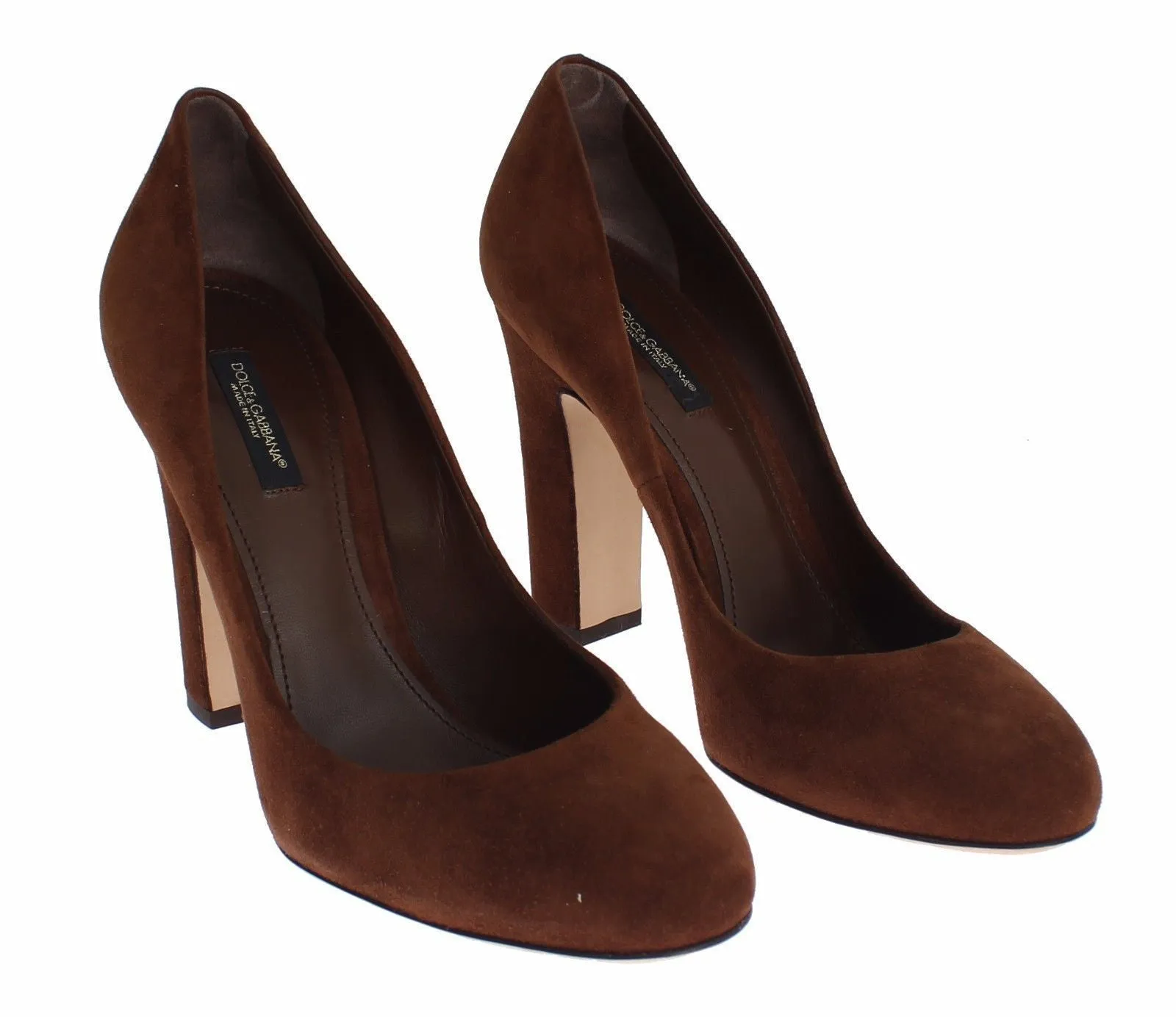 Brown Suede Block Heels Classic Pumps Shoes