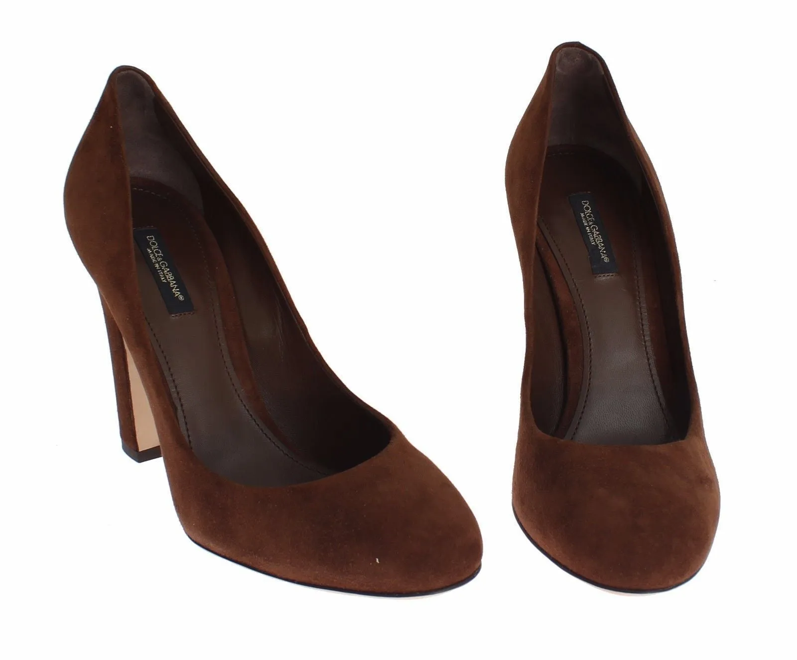 Brown Suede Block Heels Classic Pumps Shoes