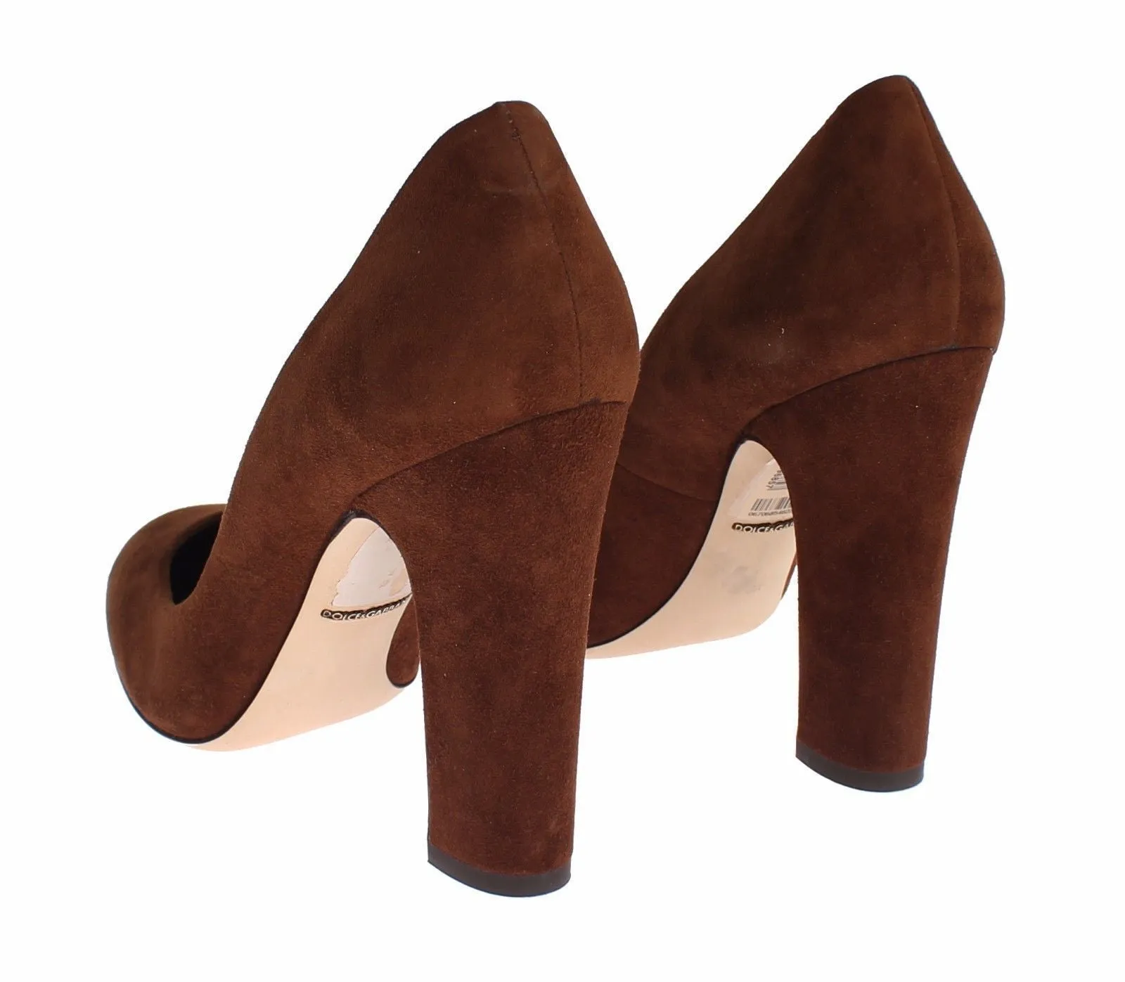 Brown Suede Block Heels Classic Pumps Shoes
