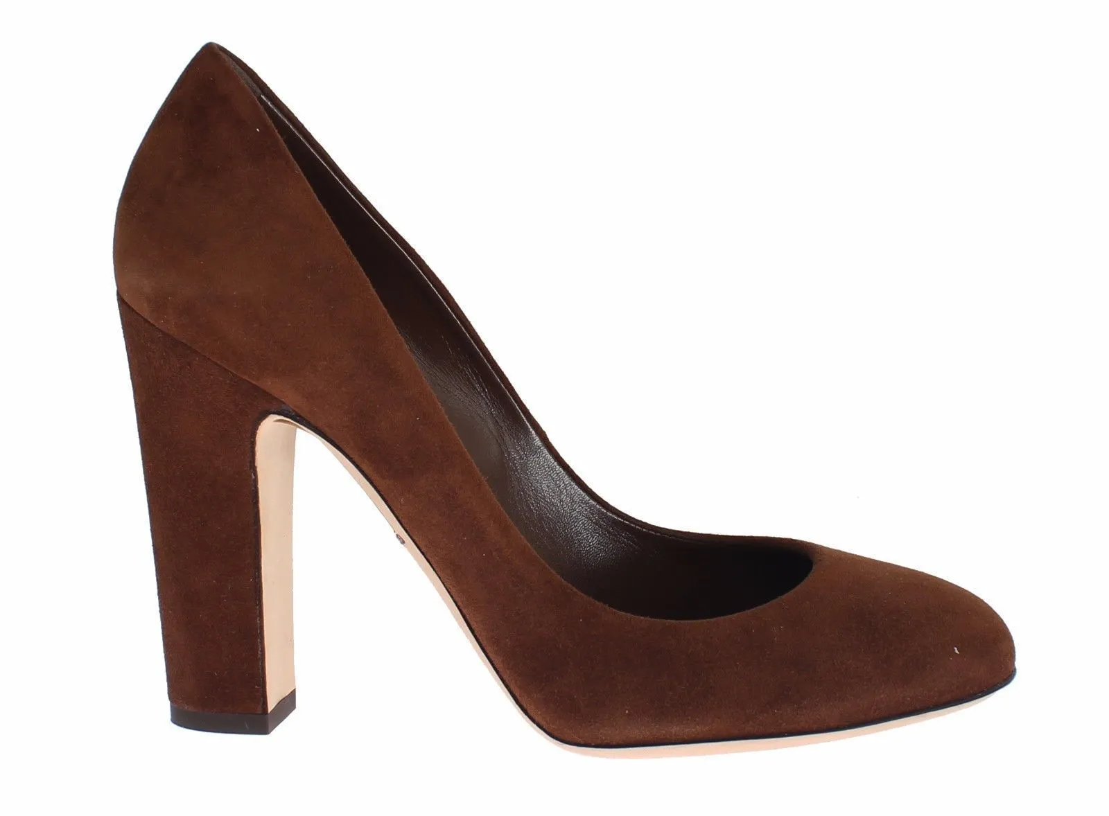 Brown Suede Block Heels Classic Pumps Shoes