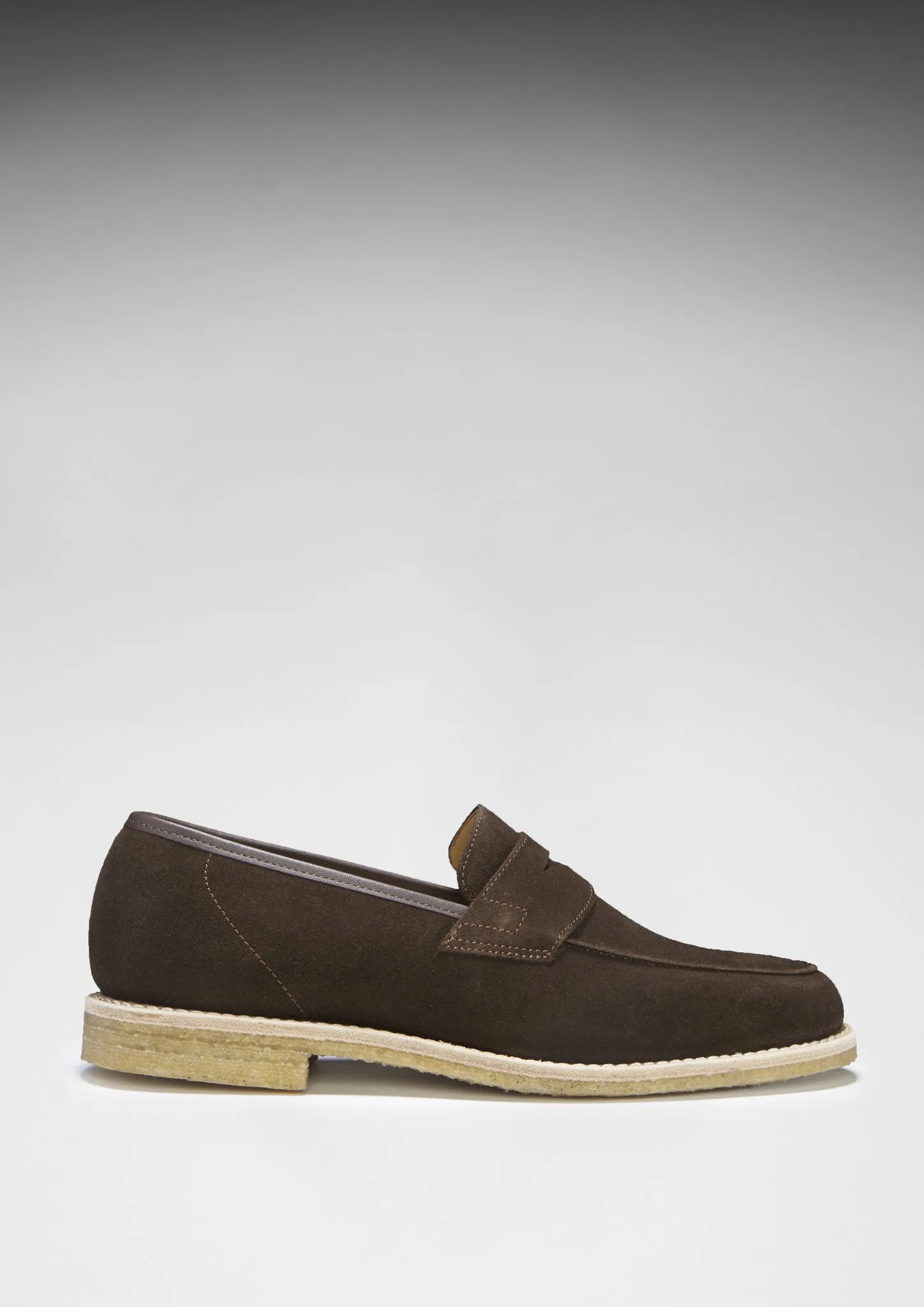 Brown Suede Loafers, Crepe Rubber Welted Sole