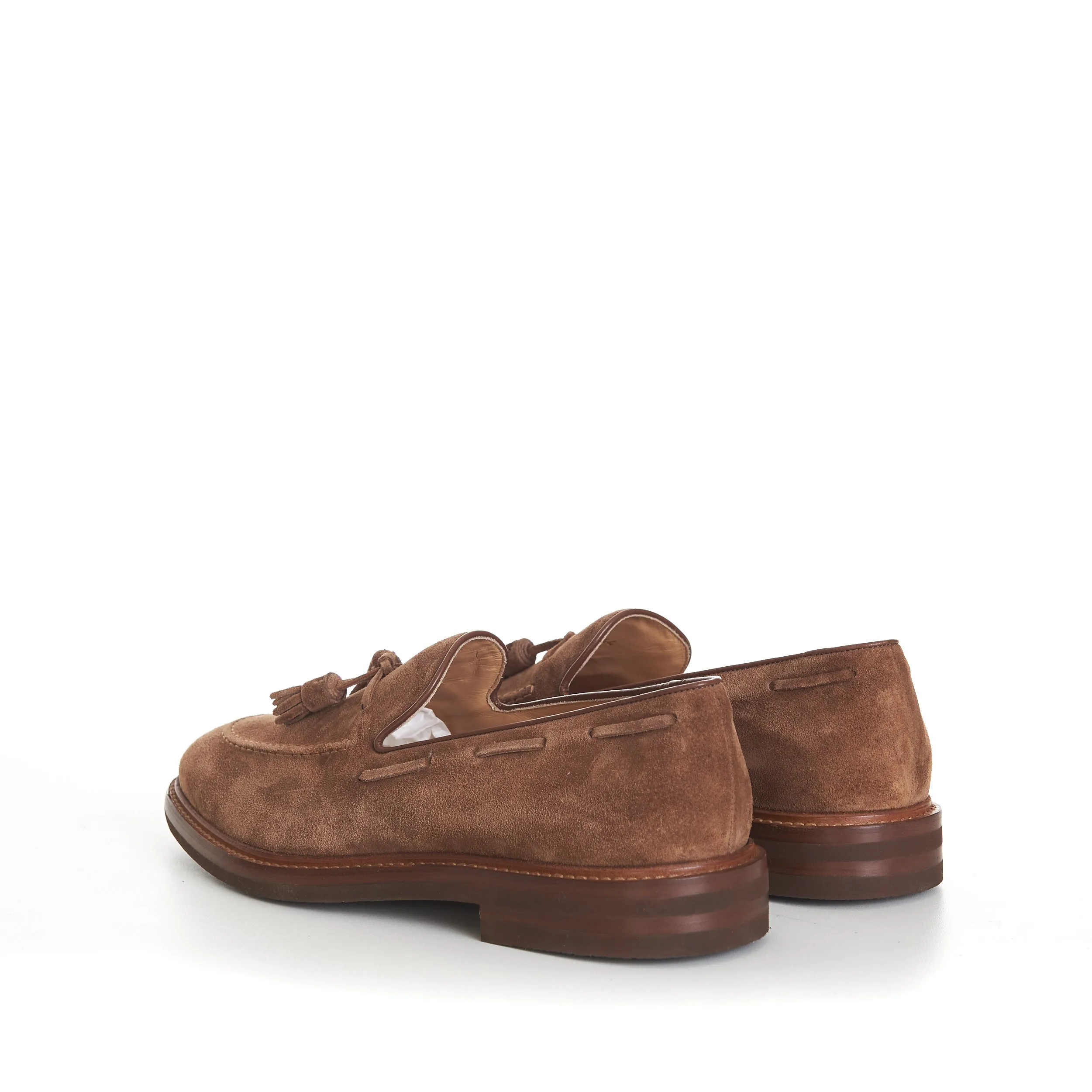 Brown Suede Loafers With Tassels