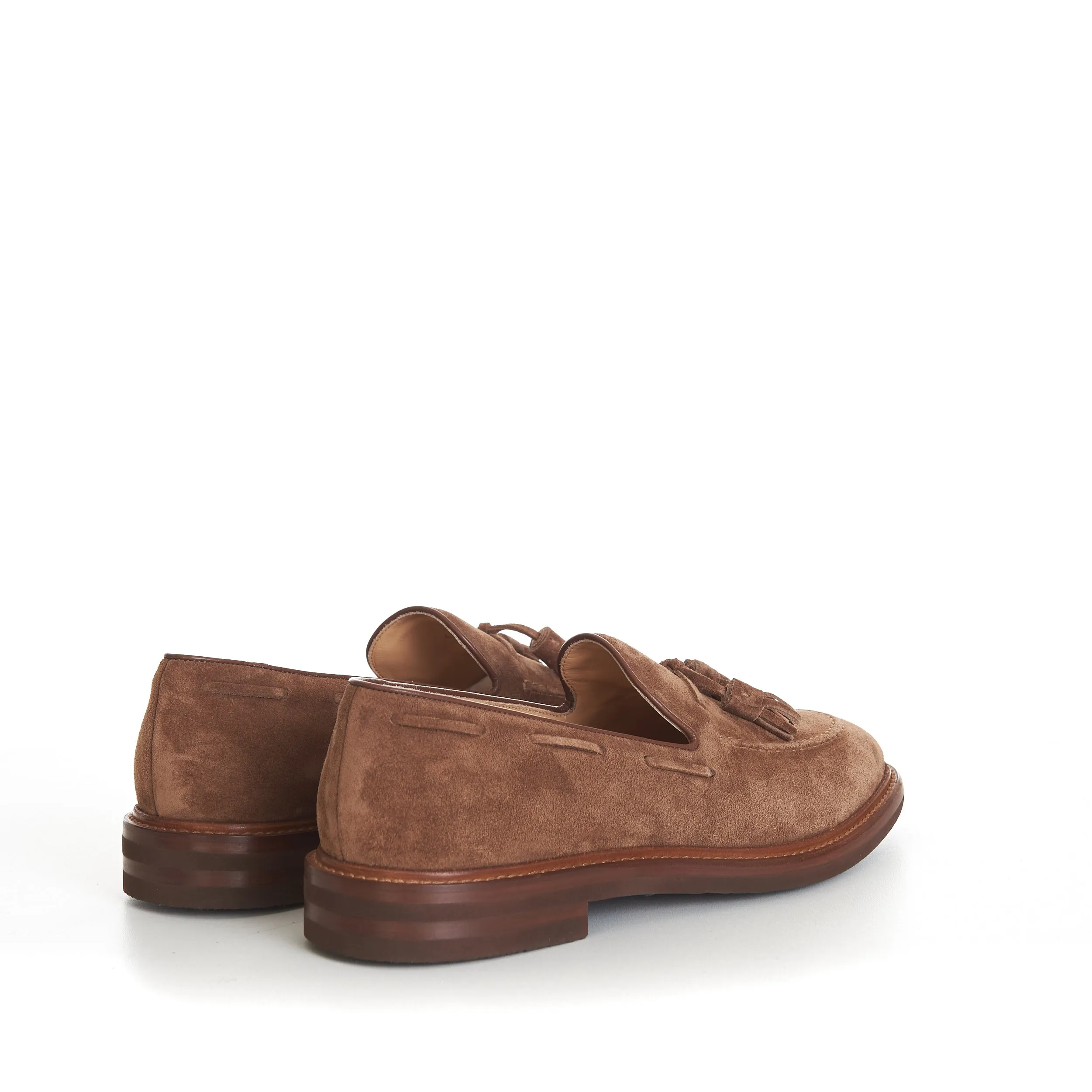 Brown Suede Loafers With Tassels