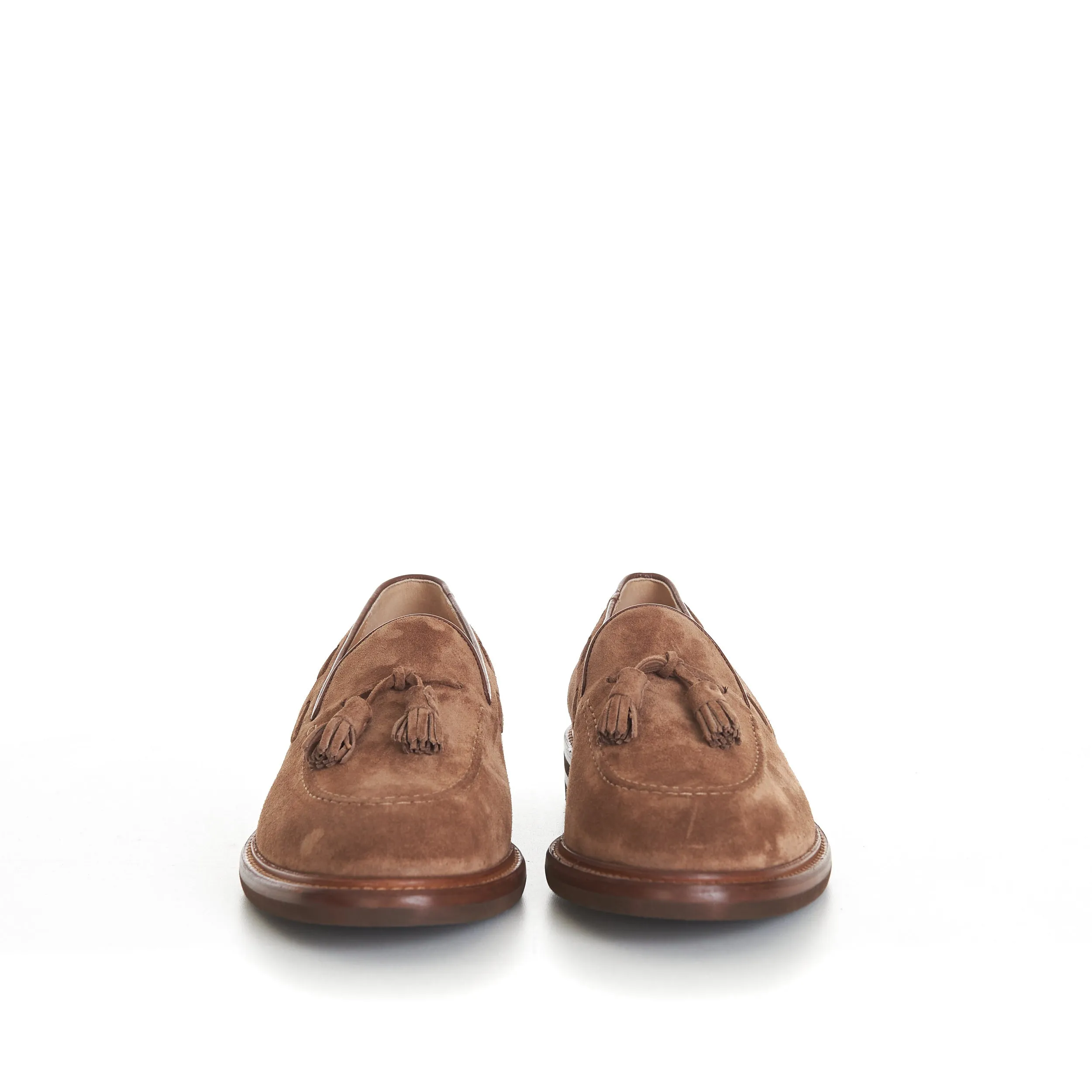Brown Suede Loafers With Tassels