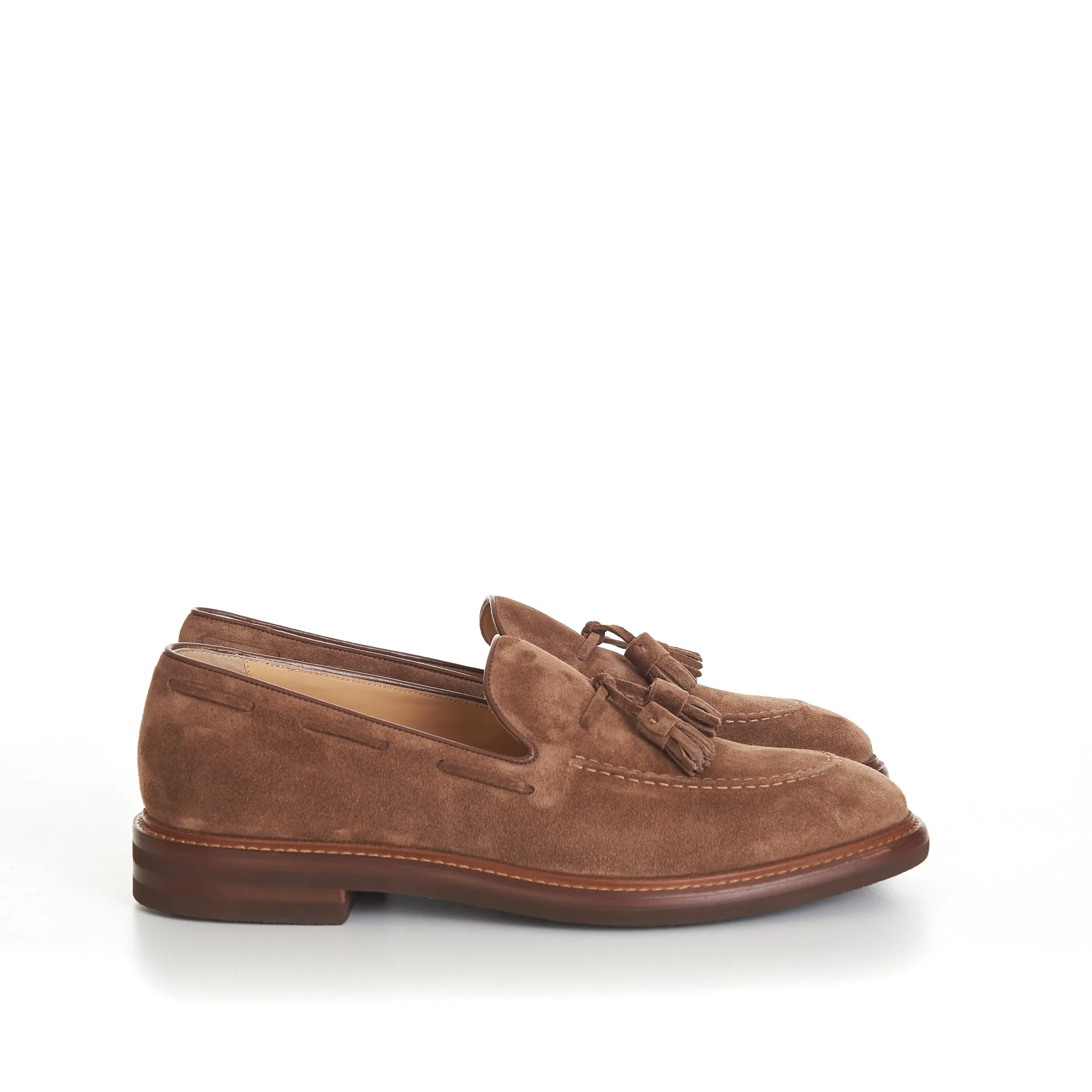 Brown Suede Loafers With Tassels