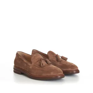 Brown Suede Loafers With Tassels