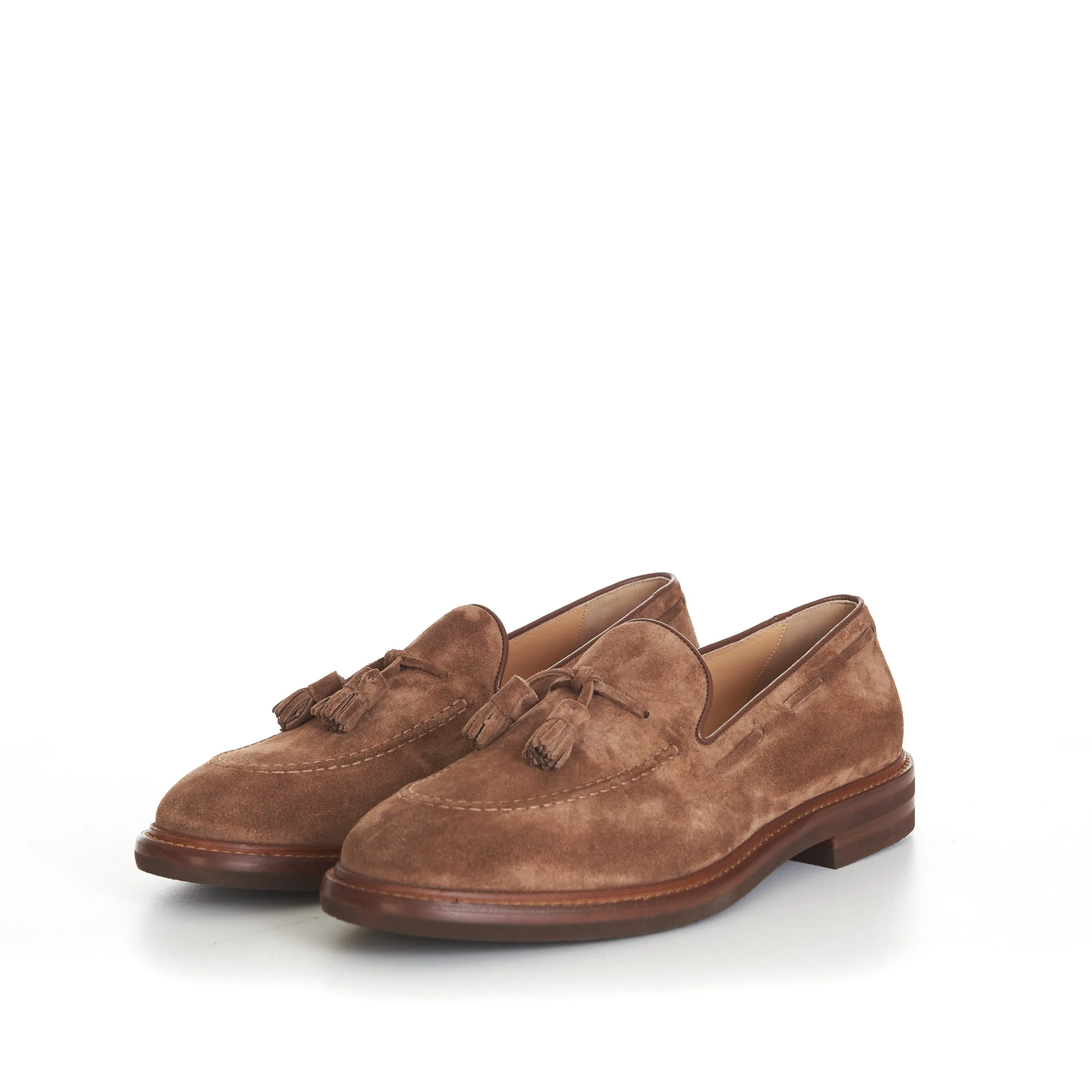 Brown Suede Loafers With Tassels