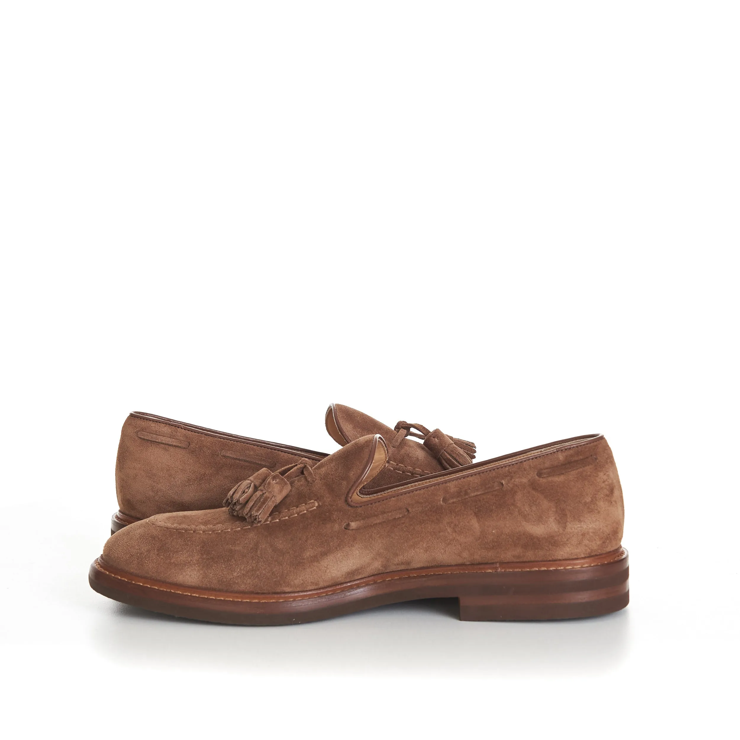 Brown Suede Loafers With Tassels