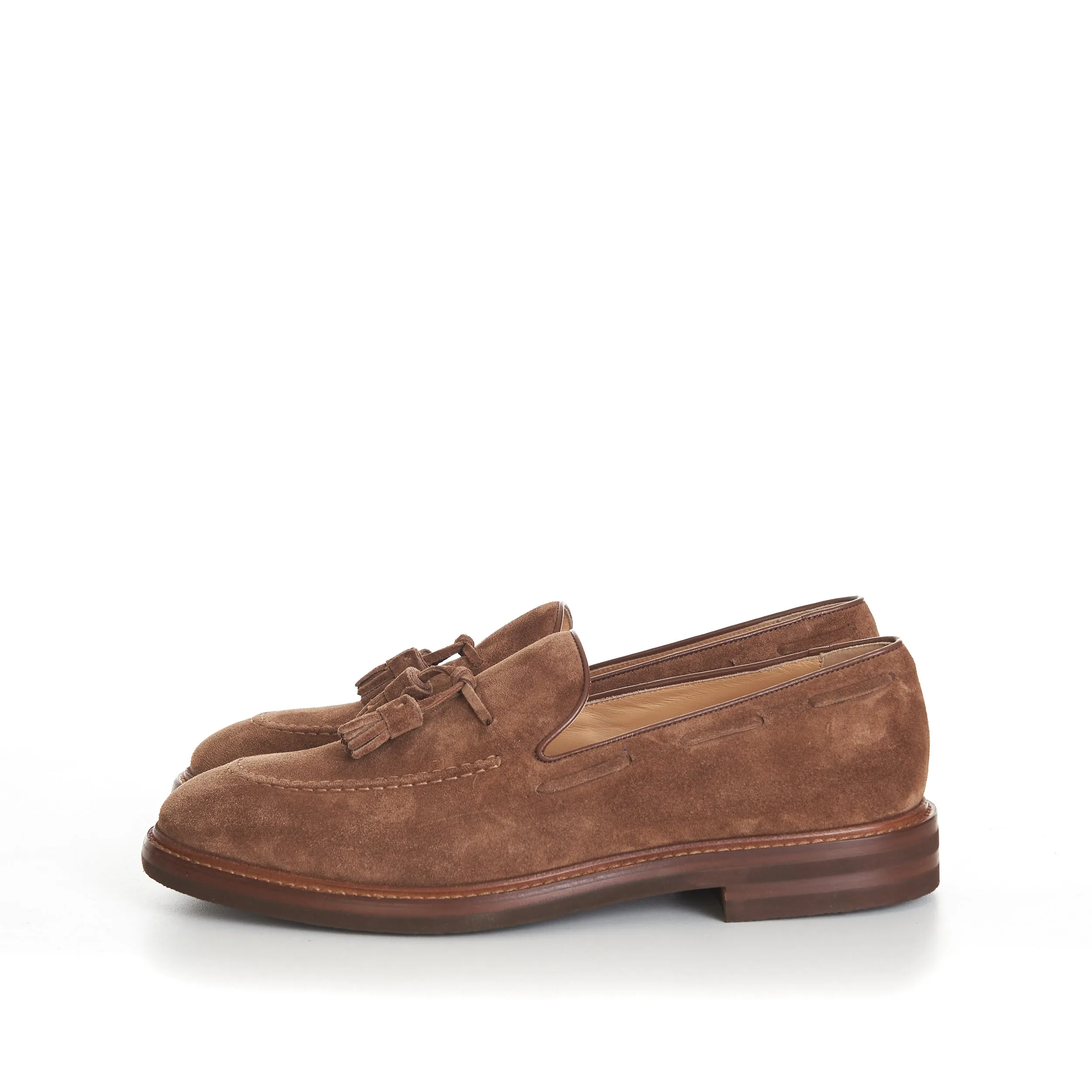 Brown Suede Loafers With Tassels