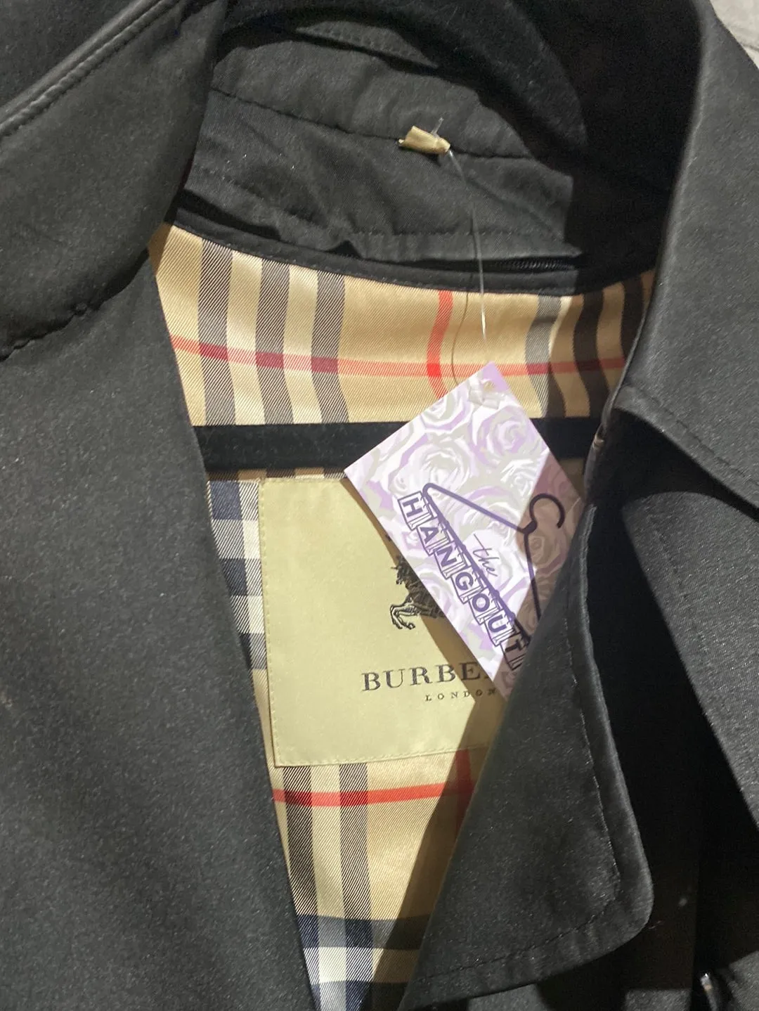 Burberry Black Collared Swing Trench Coat with zip out Lining