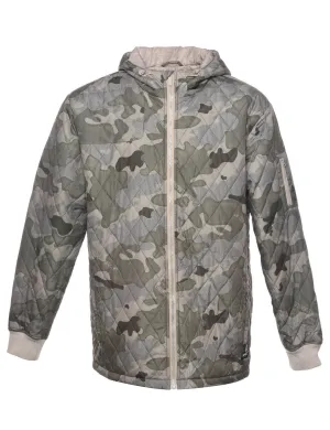 Camouflage Print Puffer Jacket - L