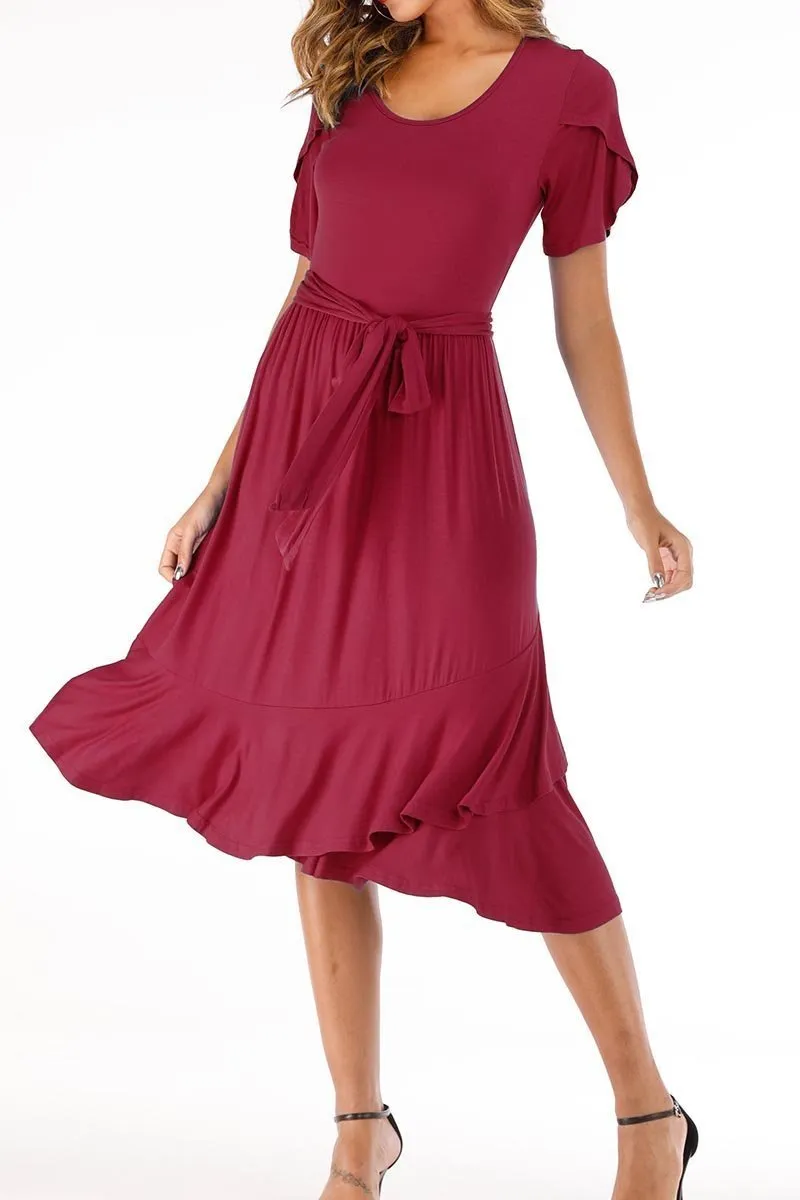Casual Midi Dress with Belt